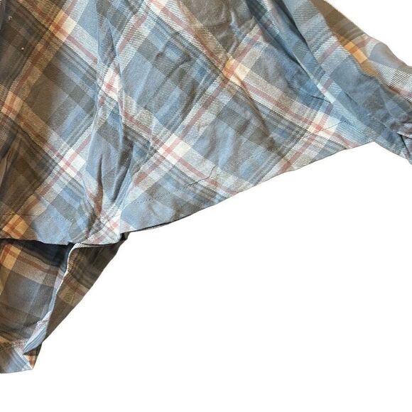 Flowy Plaid Blouse Button Up Top Unique Cut Oversized Boho Chic‎ - Picture 4 of 7